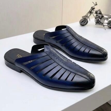 Tomford  leather mule dark navy blue