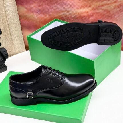 Clarks console side-buckled leather Oxford shoe black
