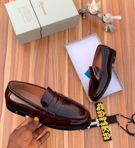 Richawanas patent effects penny leather black wine colour