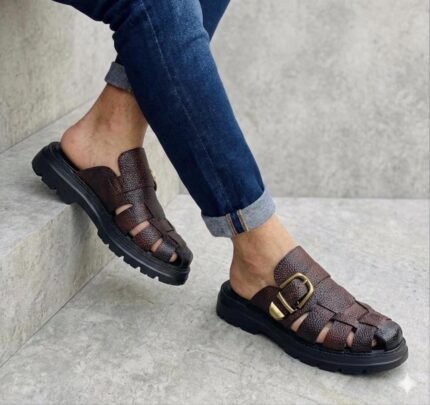 Alberto Guardiant fisherman mules leather shoes dark brown