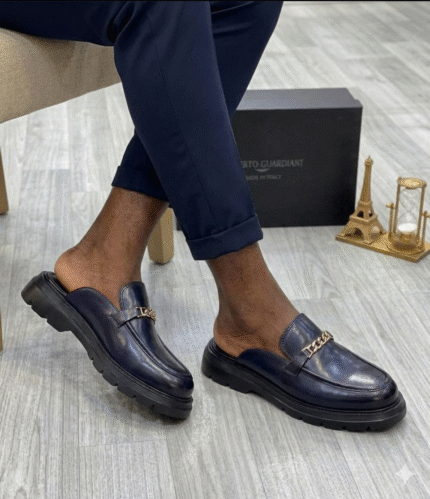 Alberto Guardiant mules leather shoes navy blue