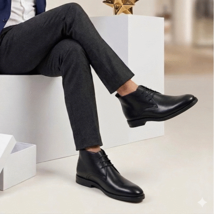 Chelsea leather lace up ankle boots black