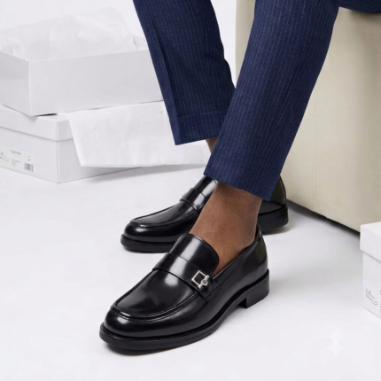 Richawanas patent effects penny leather black