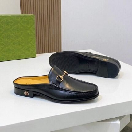 Horsebite - Embellished full-grain leather mules black