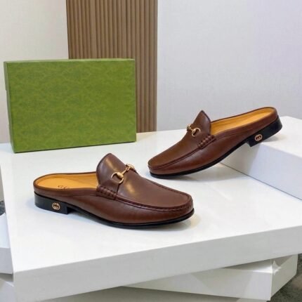 Horsebite - Embellished full-grain leather mules brown