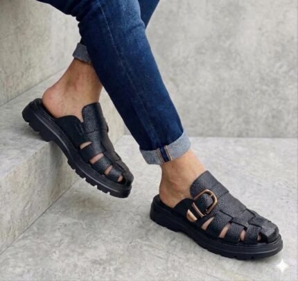 Alberto Guardiant fisherman mules leather shoes black