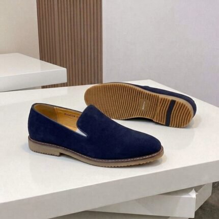 Alston penny suede loafers navy blue