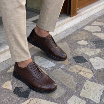 serpentini Leather Sneakers coffee brown