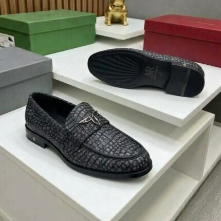 Ivy crocs effects leather penny loafers